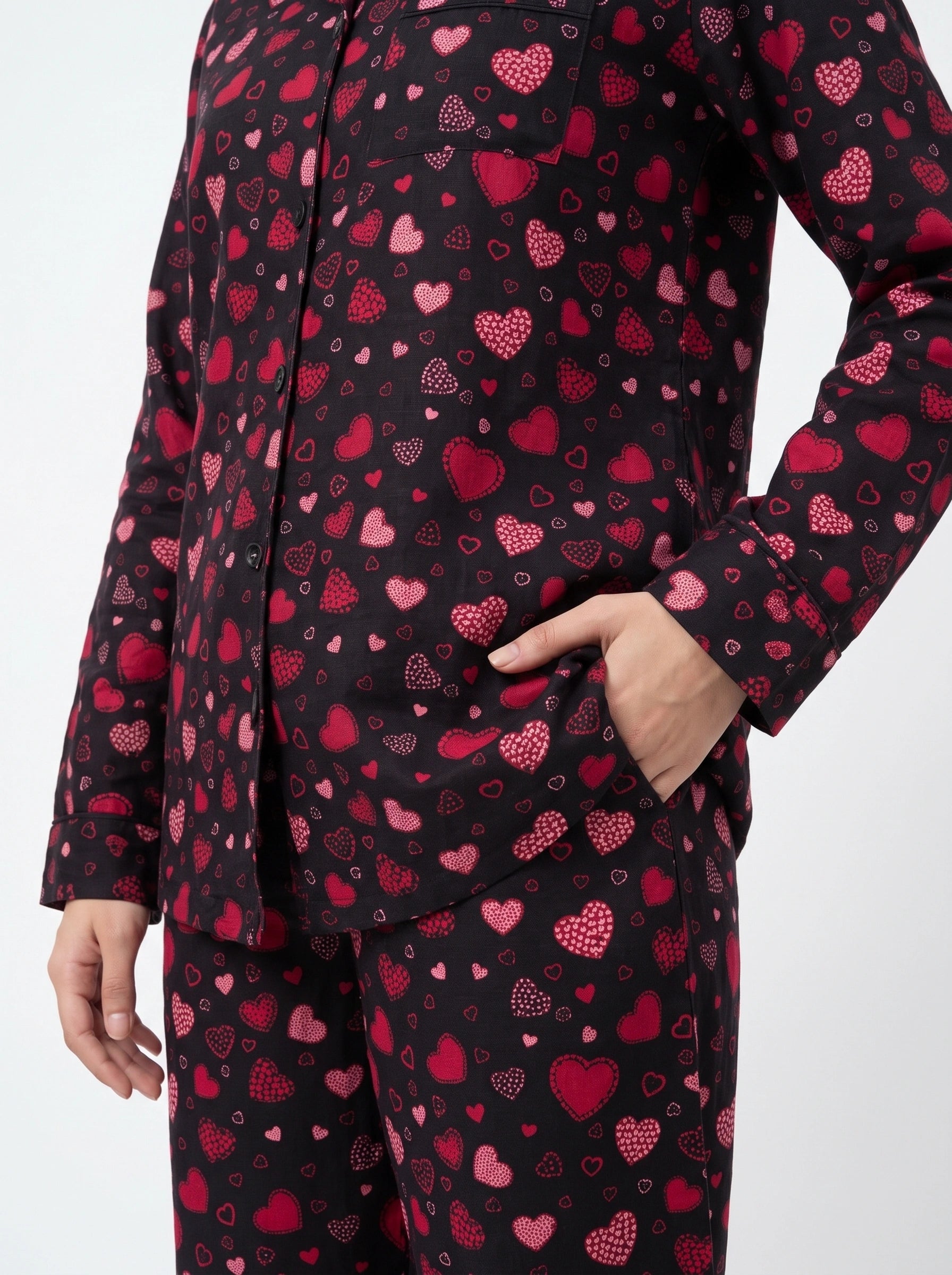 Linen PJ Set - Red Heart