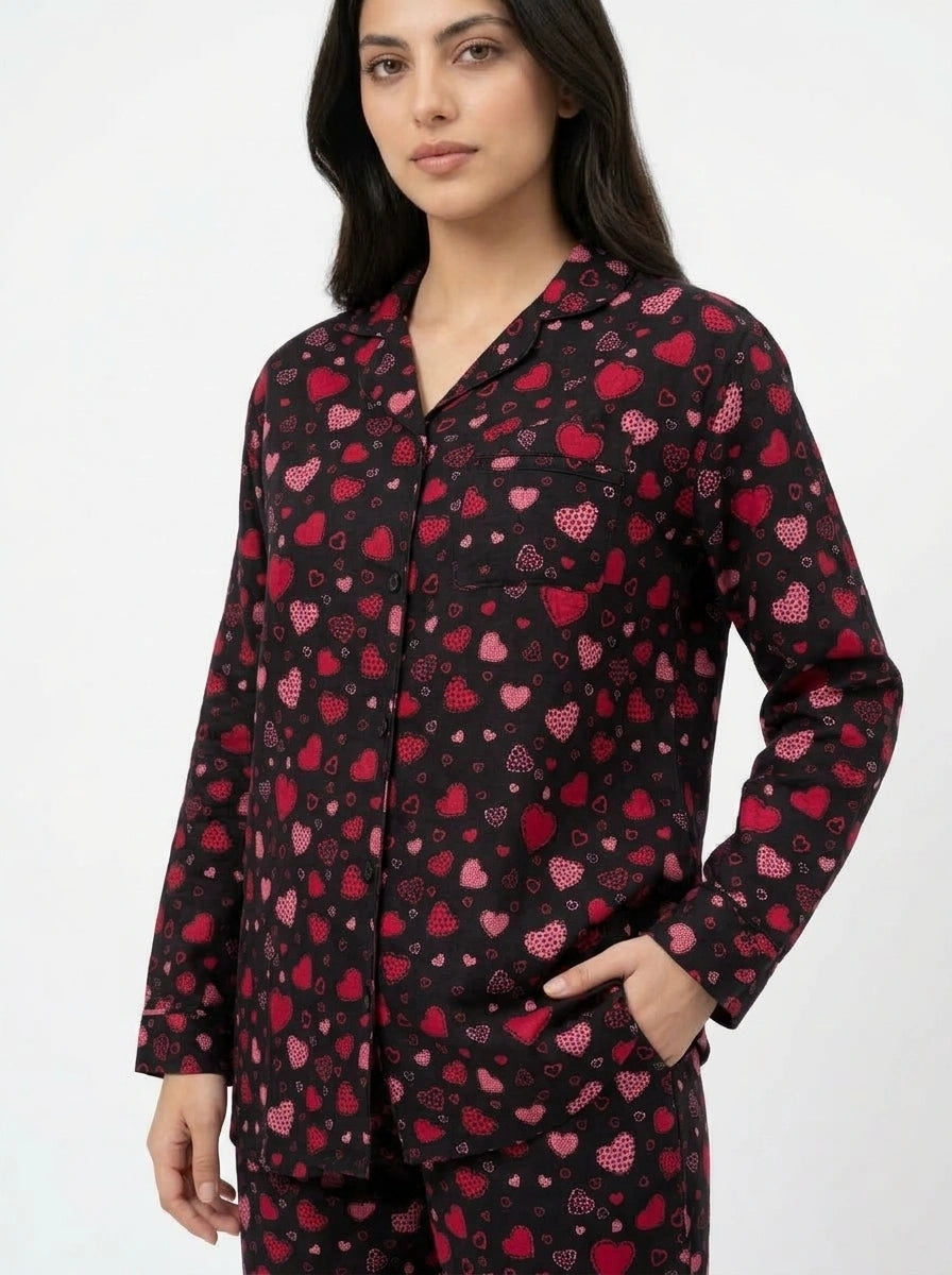 Linen PJ Set - Red Heart