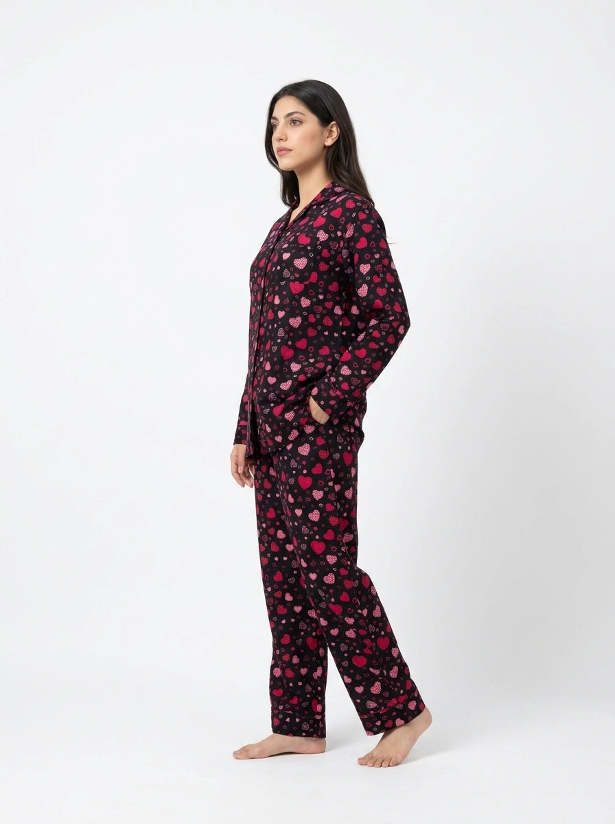 Linen PJ Set - Red Heart