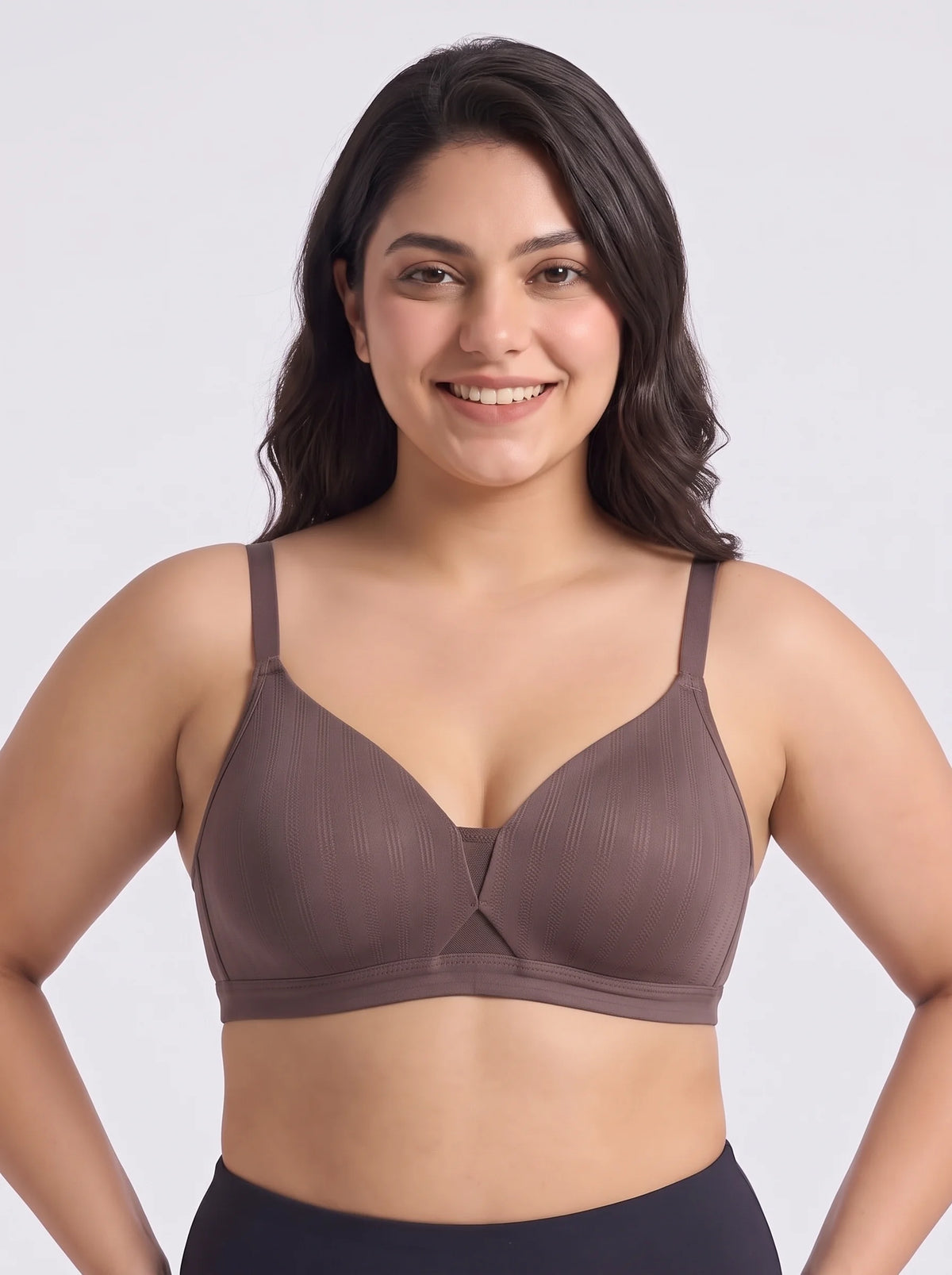 Padded Non-Wired T-Shirt Bra - Reem - Brown