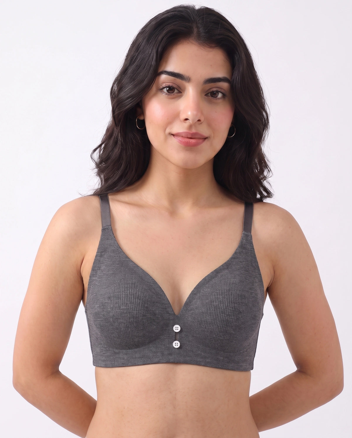 Seamless Padded Bra - Rina - Charcoal
