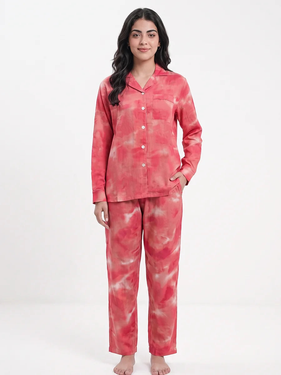 Linen Pajama Suit - Rose Dusk