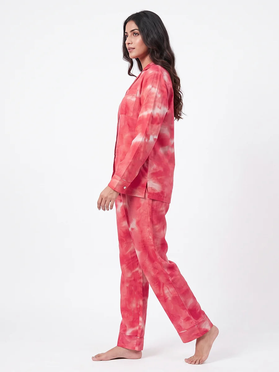 Linen Pajama Suit - Rose Dusk