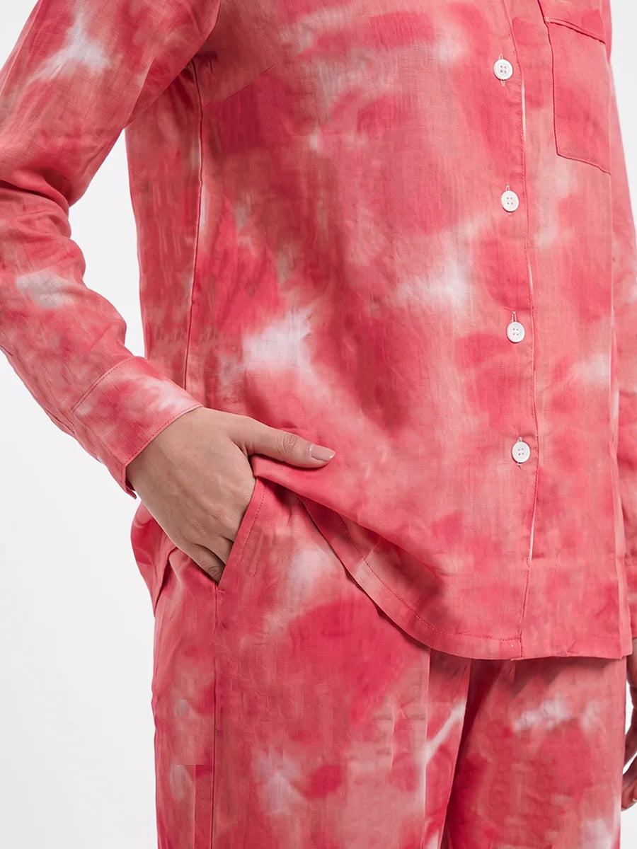 Linen Pajama Suit - Rose Dusk