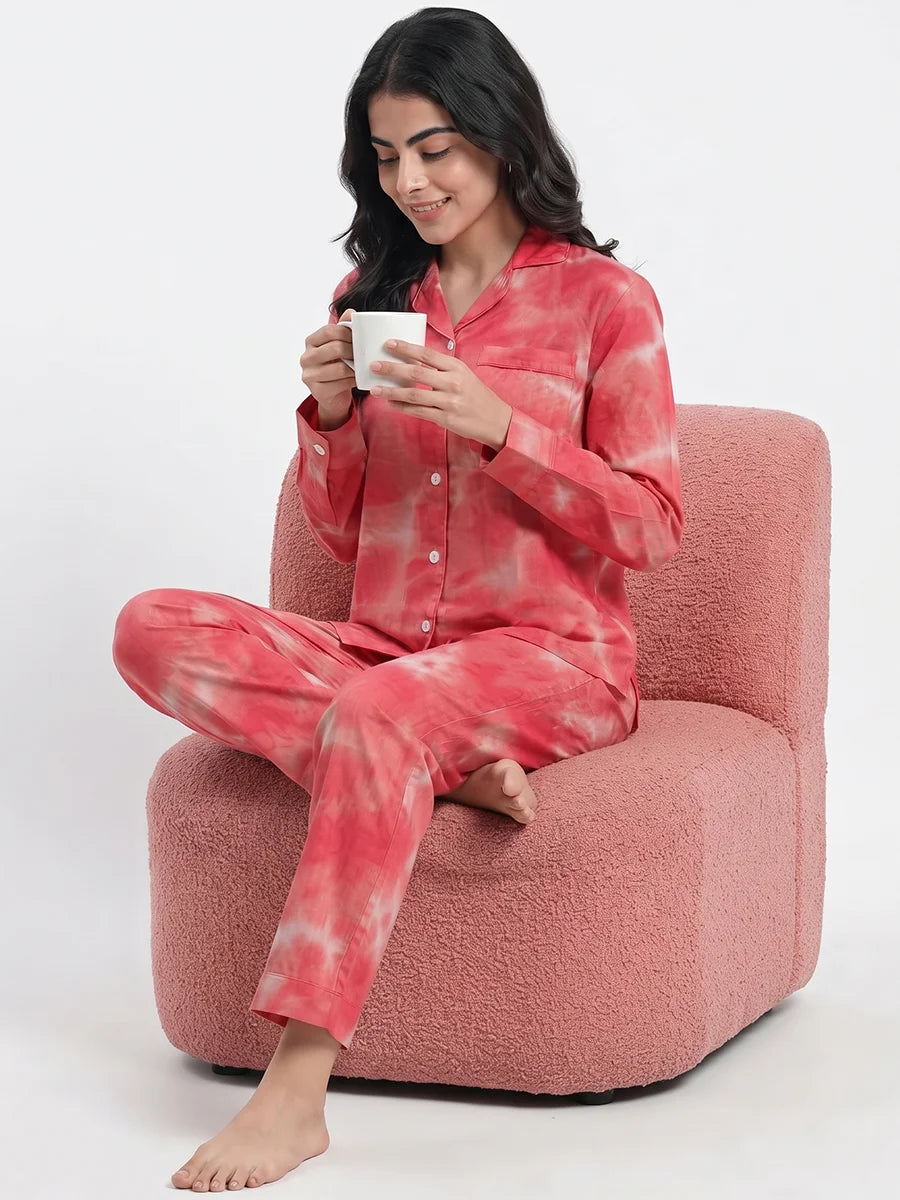 Linen Pajama Suit - Rose Dusk