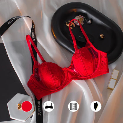 Sajiero Floral Non Padded Bra and Panty Set