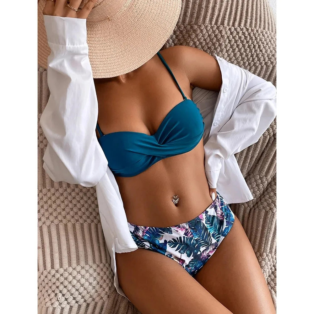 Sajiero Tropical Print Padded Push Up Bikini Set best price in pakistan 
