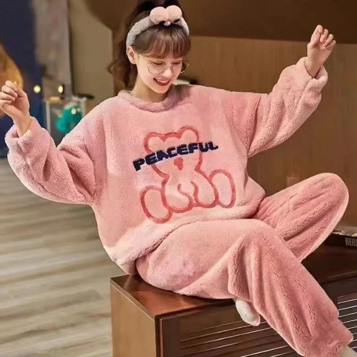 Fleece Pajama Suit - Pink Peace