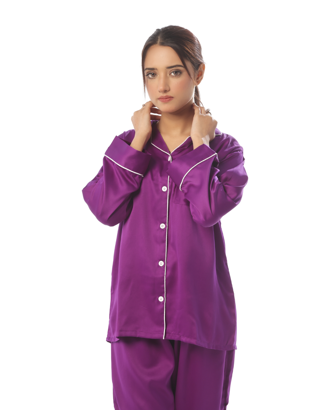 Sajiero Silk Pajama Suit - Pearl