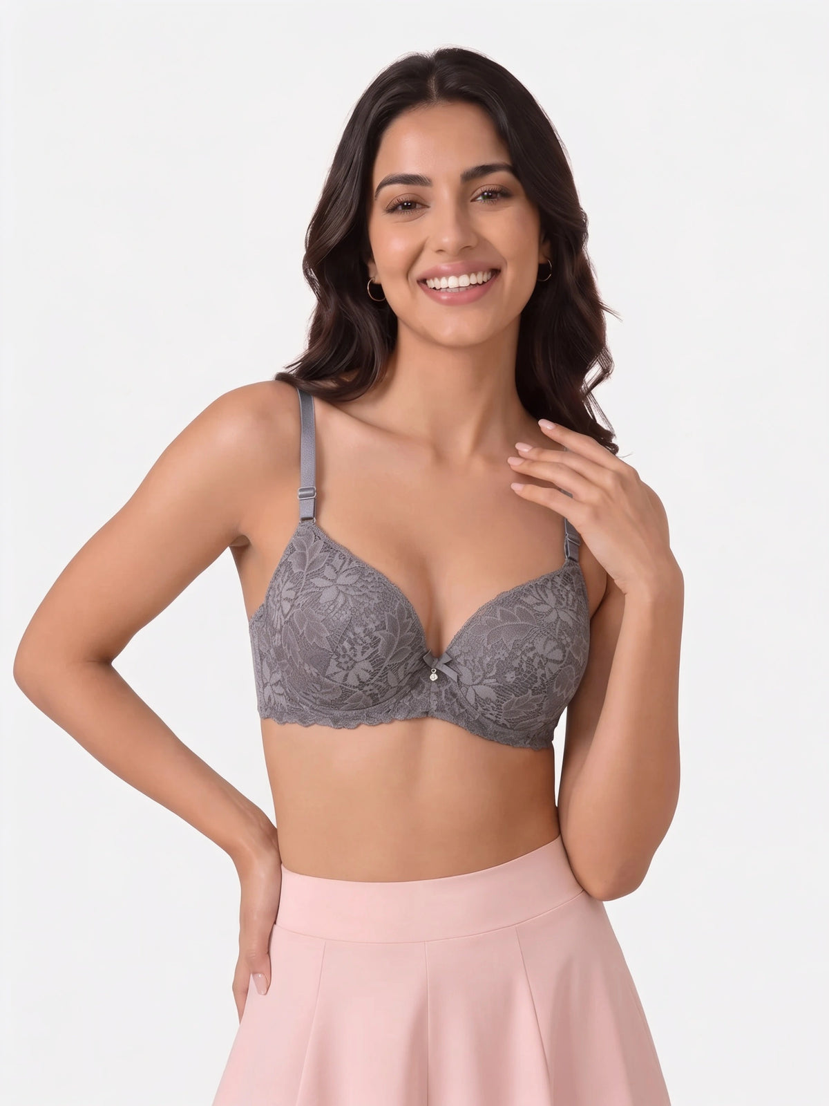 Plus Size Padded Bra - Softessa - Charcoal