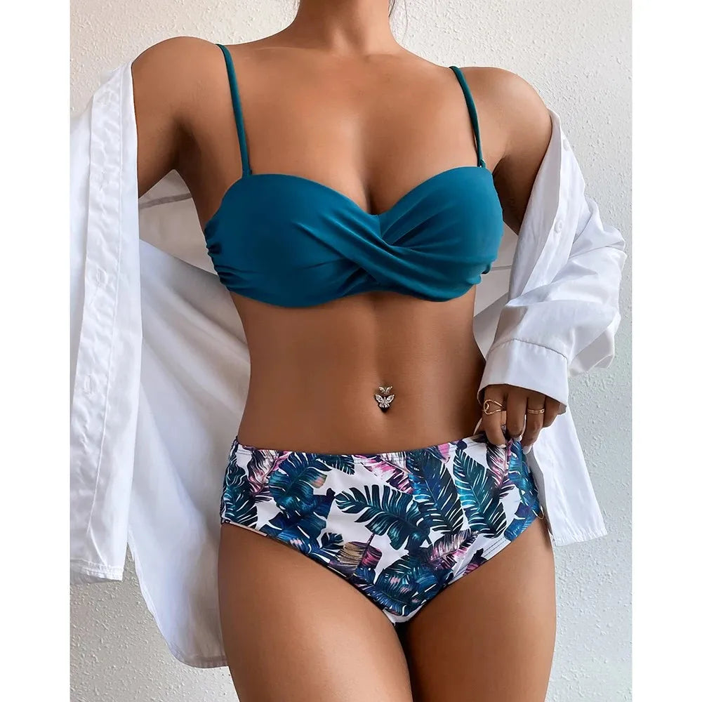 Sajiero Tropical Print Push Up Sexy Bikini Set for women 