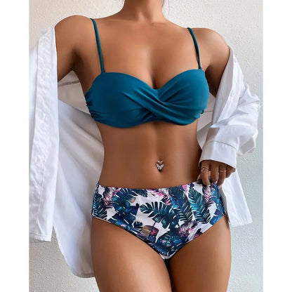 Sajiero Tropical Print Push Up Sexy Bikini Set for women 