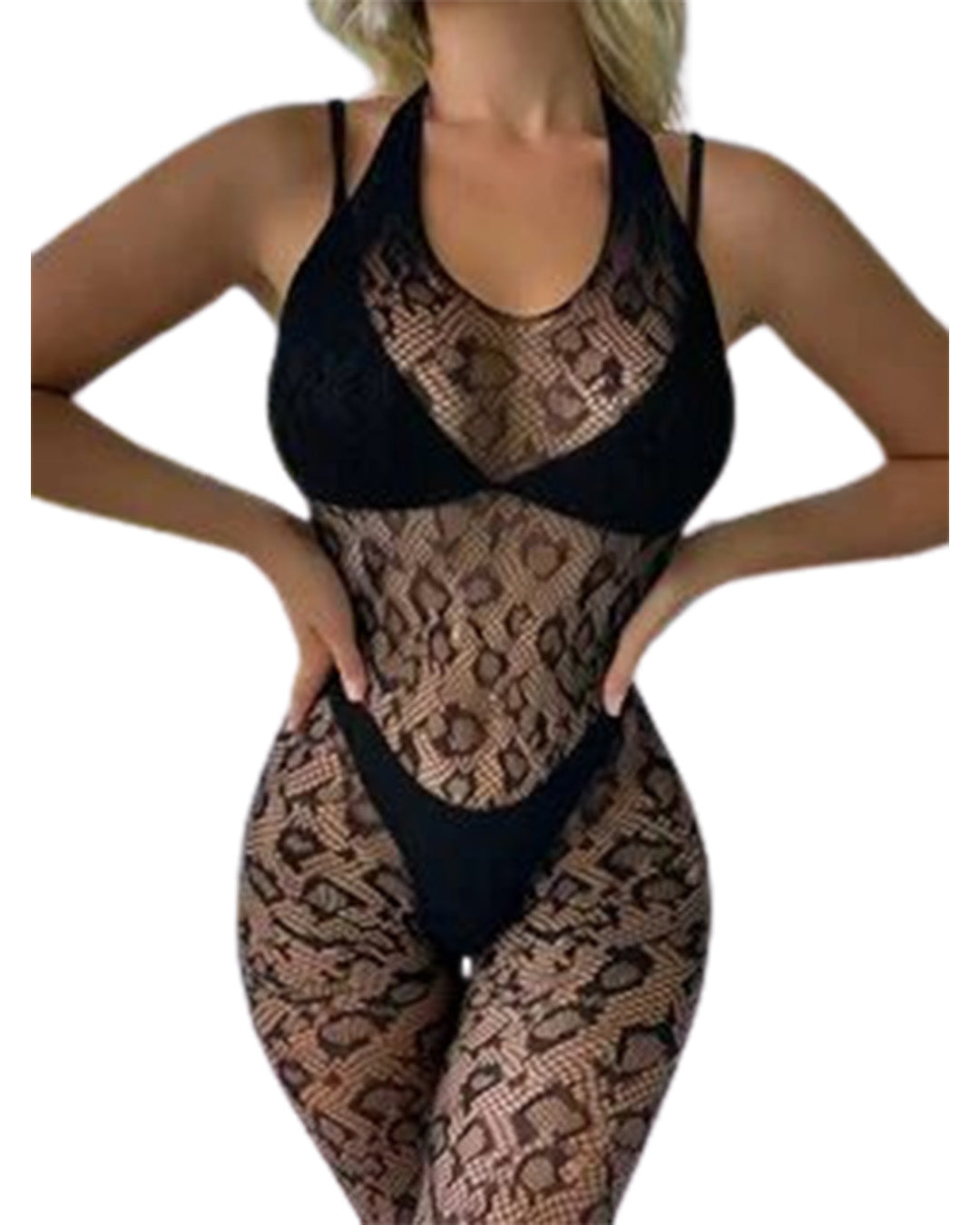 Sajiero Jaguar Pattern Full Body Transparent Stocking