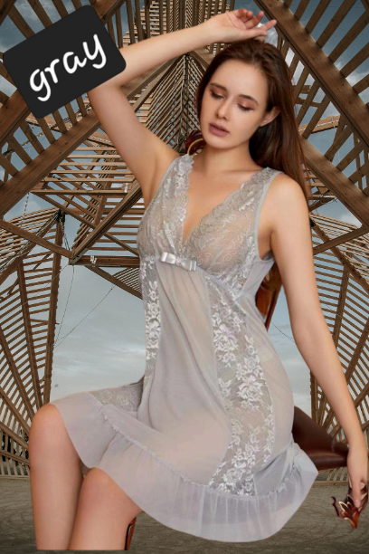 Snow Grey Transparent Embroidered Lingerie