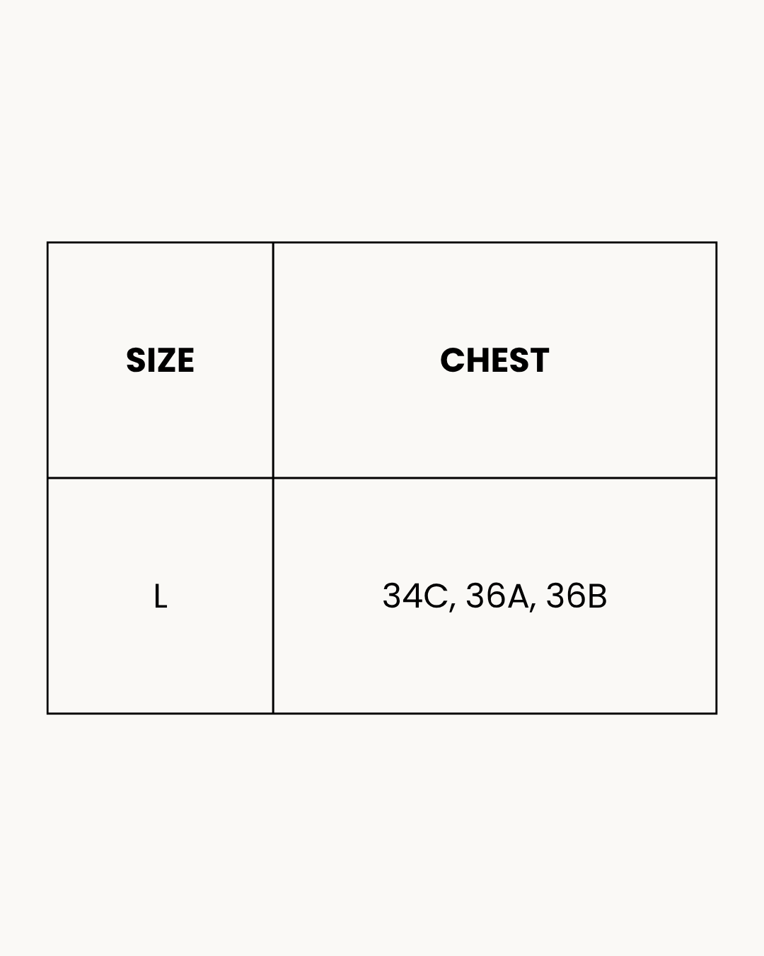 Size Chart for Seamless Padded Bra - Nurvia - Black