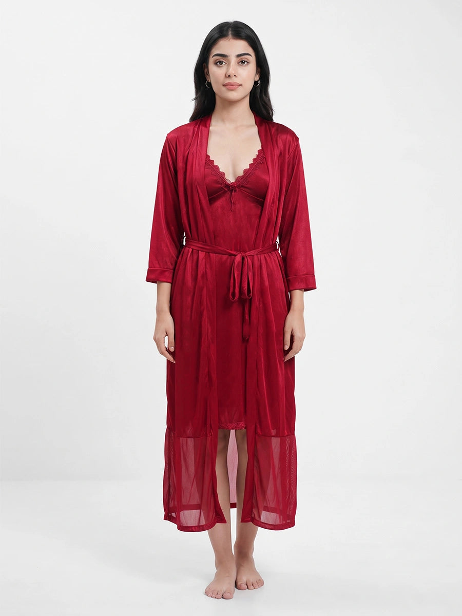 Gown Set - Sera Silk - Maroon