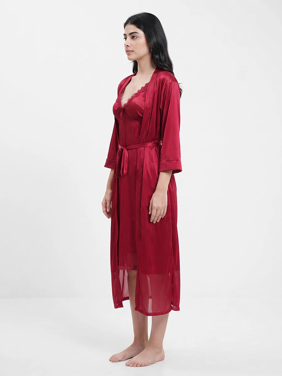 Gown Set - Sera Silk - Maroon