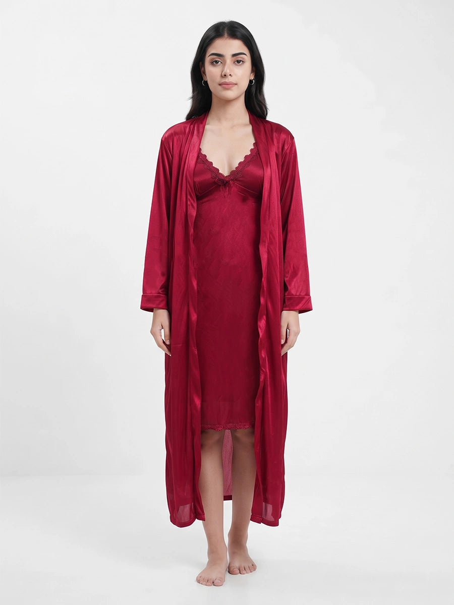 Gown Set - Sera Silk - Maroon