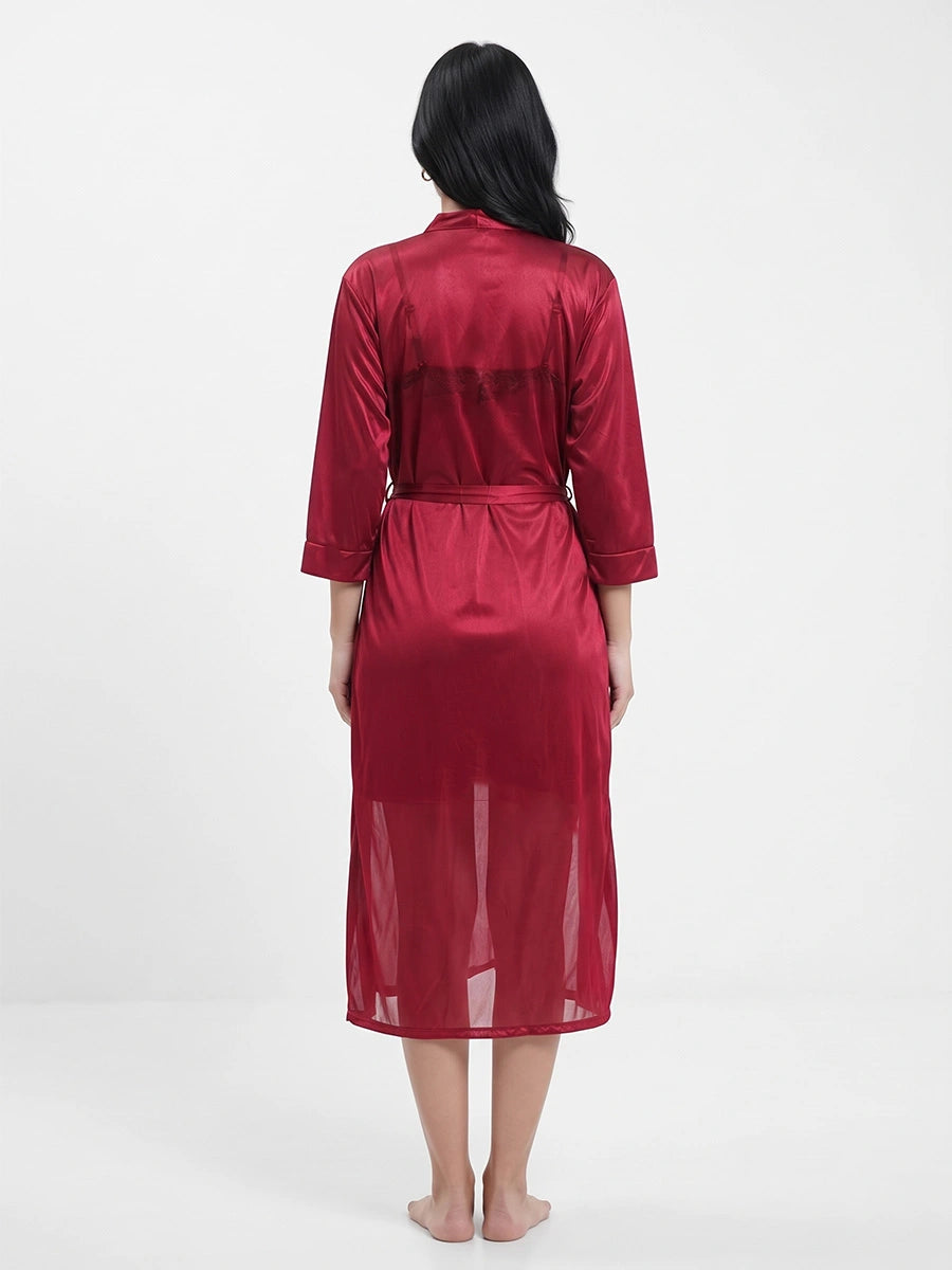 Gown Set - Sera Silk - Maroon