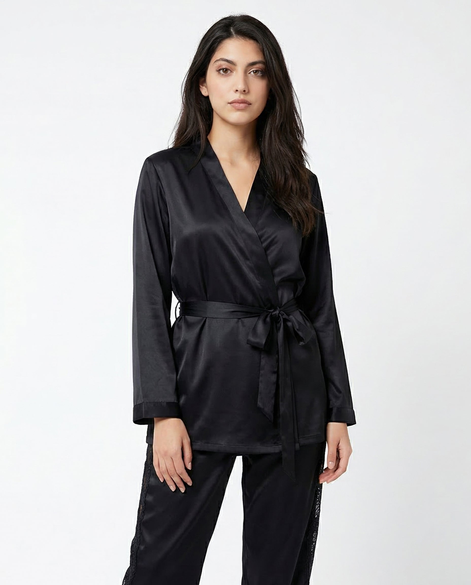 Silk PJ Set - Silk Lounge - Black