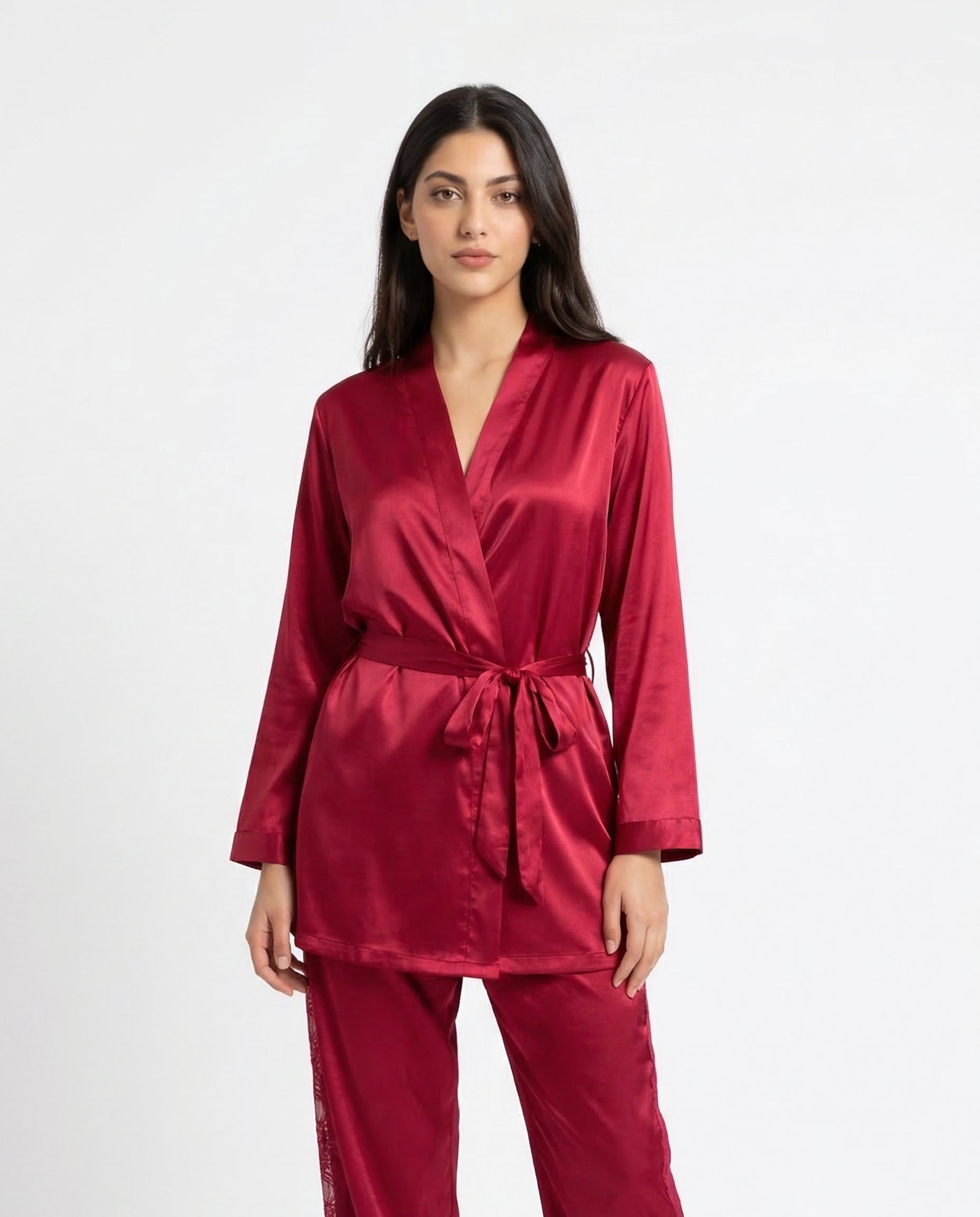 Silk PJ Set - Silk Lounge - Maroon