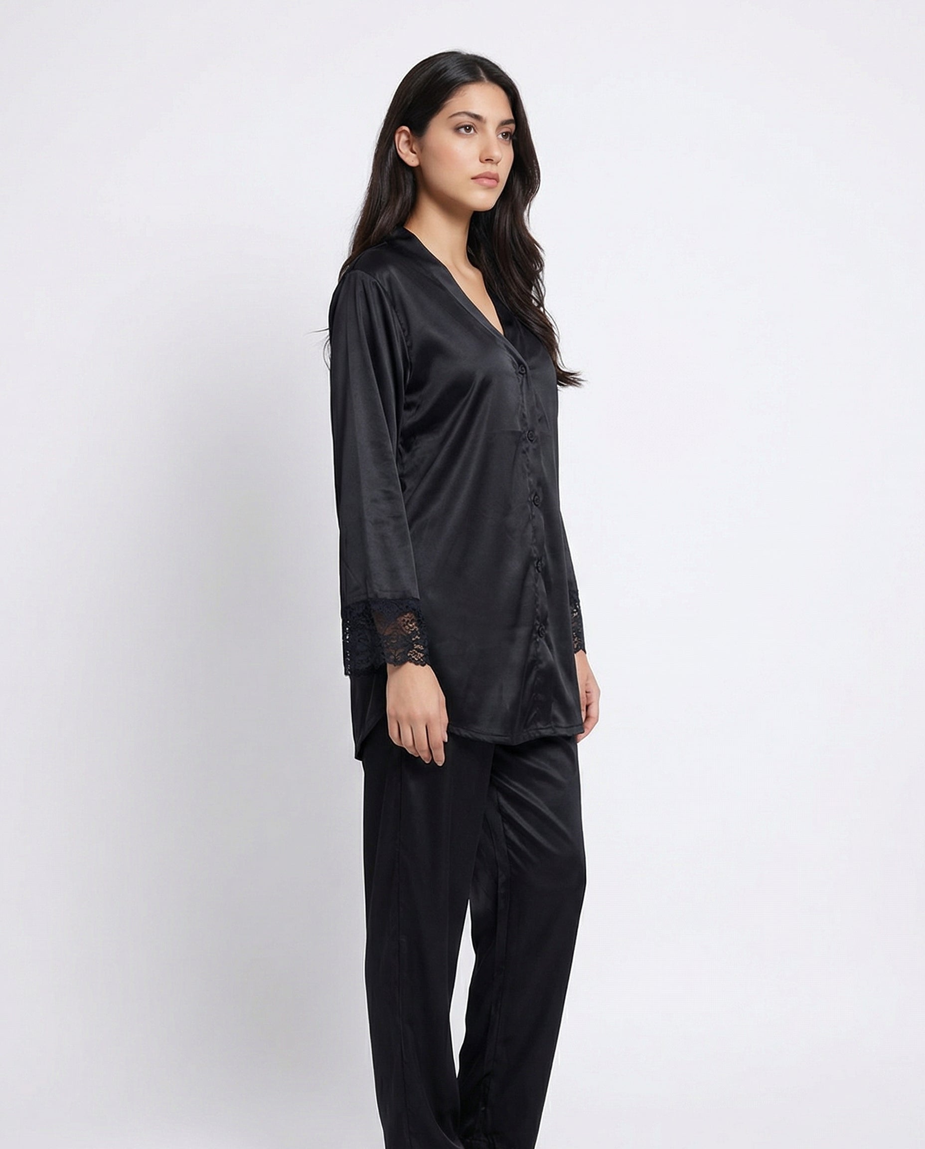 Silk PJ Set - Silky Charm - Black