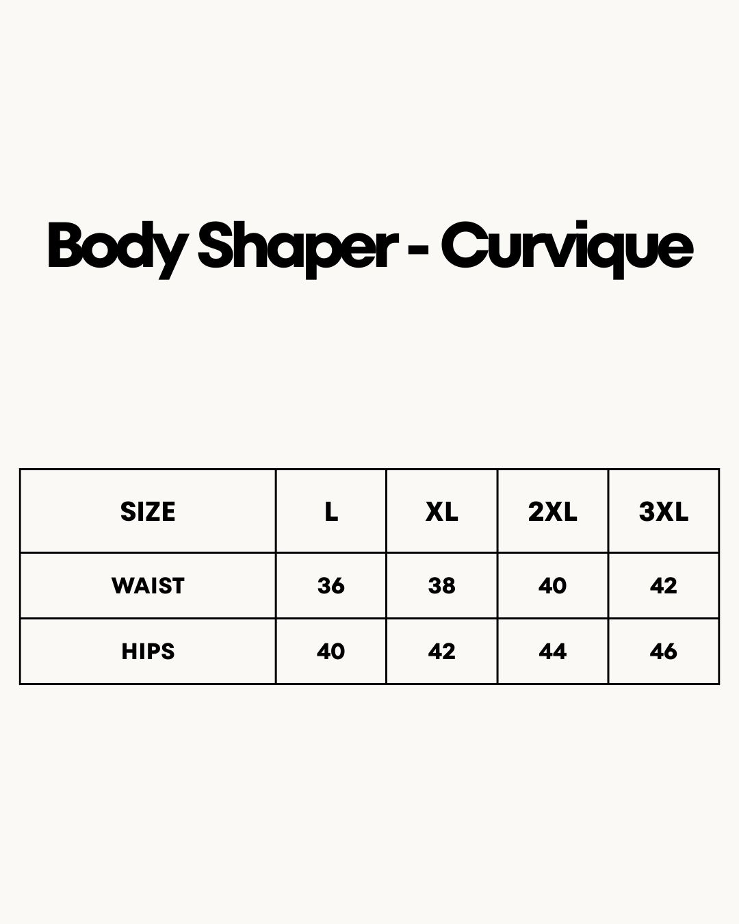 Size Chart for Body Shaper - Curvique