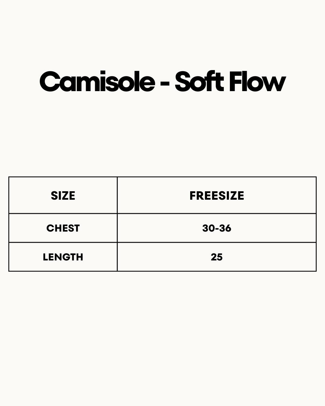 Size Chart for Camisole - Evania