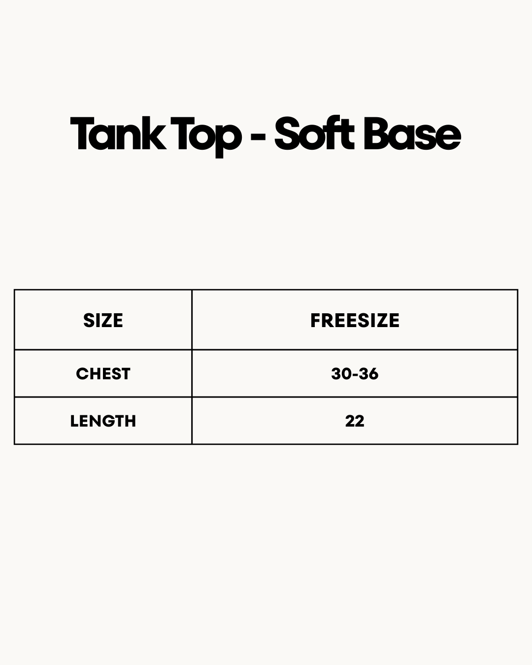 Size Chart for Tank Top - Soft Base
