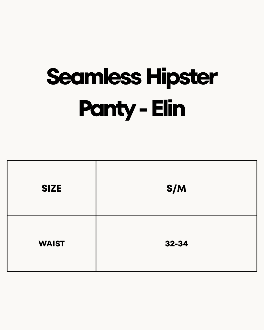 Size Chart for Seamless Hipster Panty - Elin