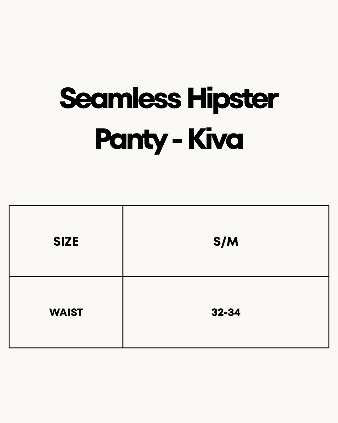 Size Chart for Seamless Hipster Panty - Kiva