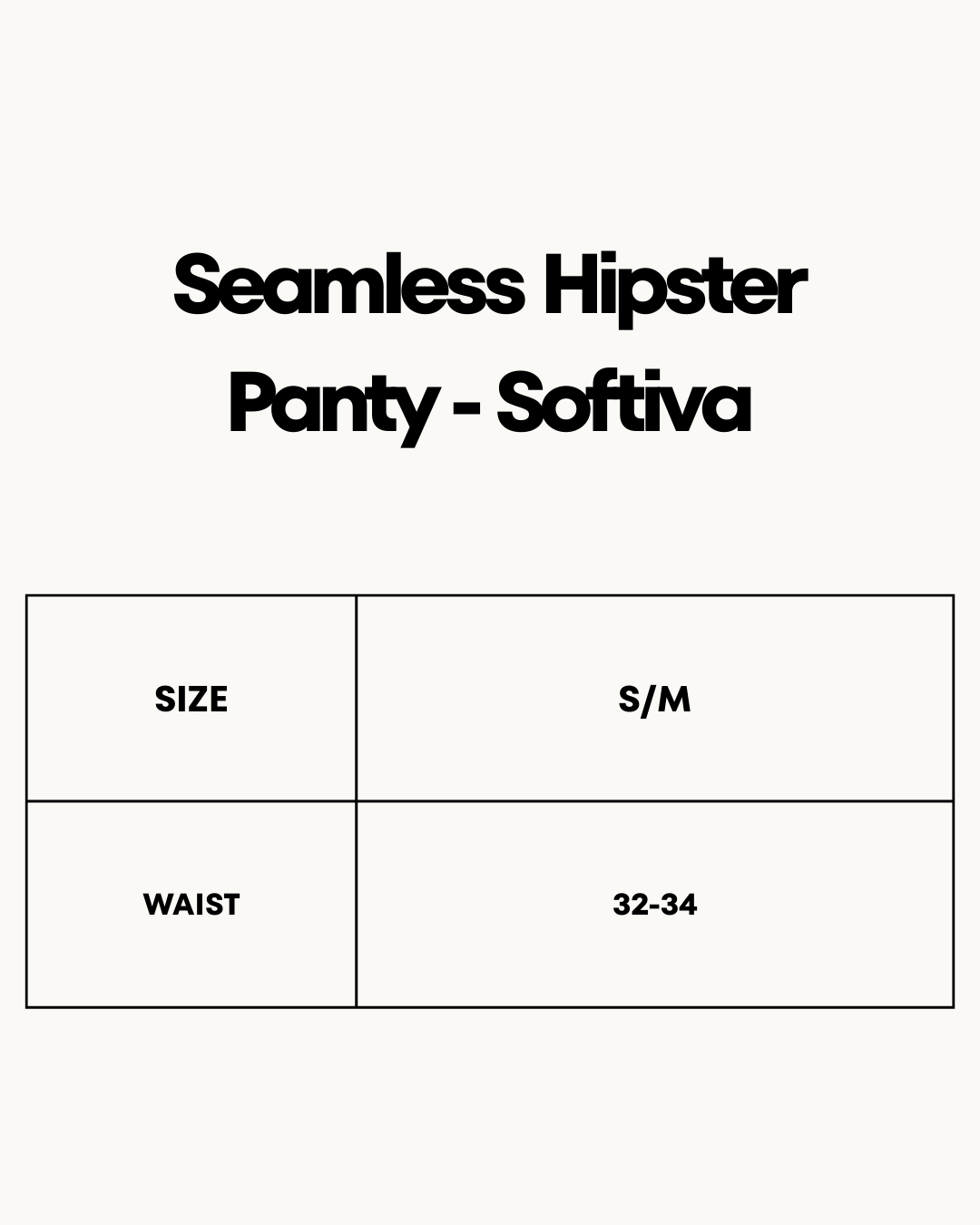 Size Chart for Seamless Hipster Panty - Softiva