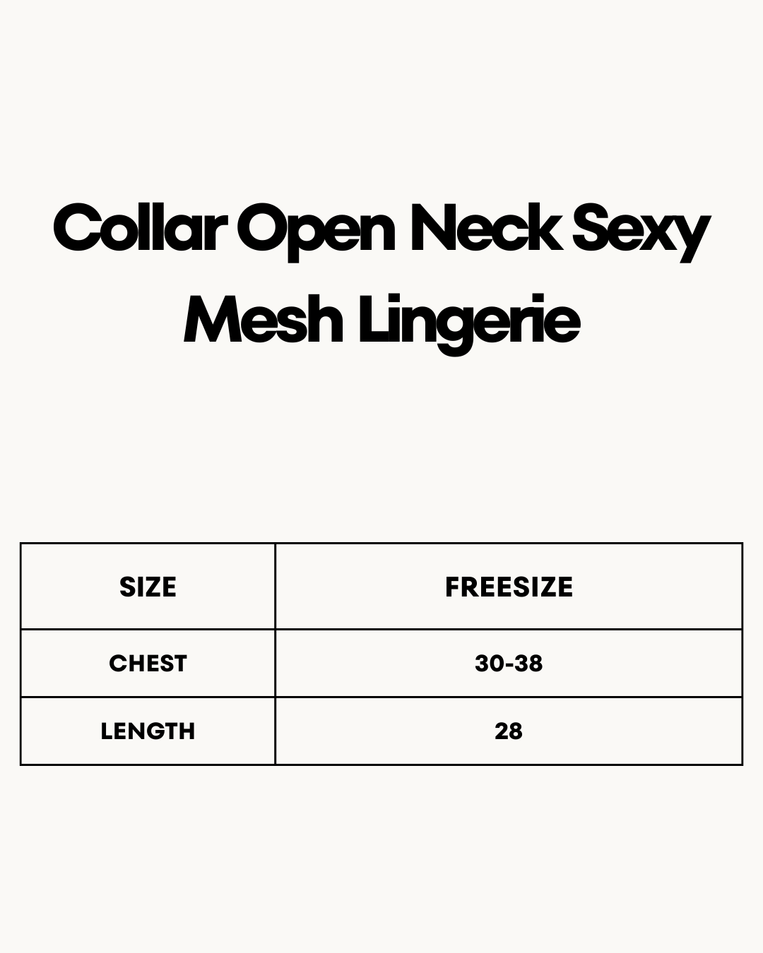 Size Chart for Collar Open Neck Sexy Mesh Lingerie