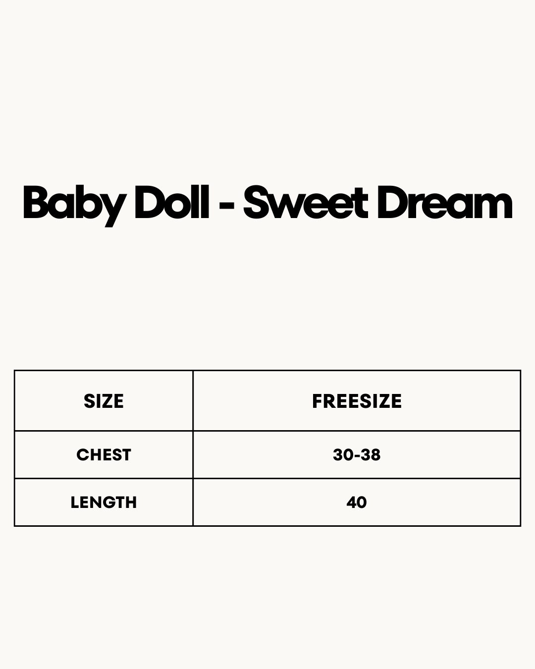Size Chart for Baby Doll - Sweet Dream