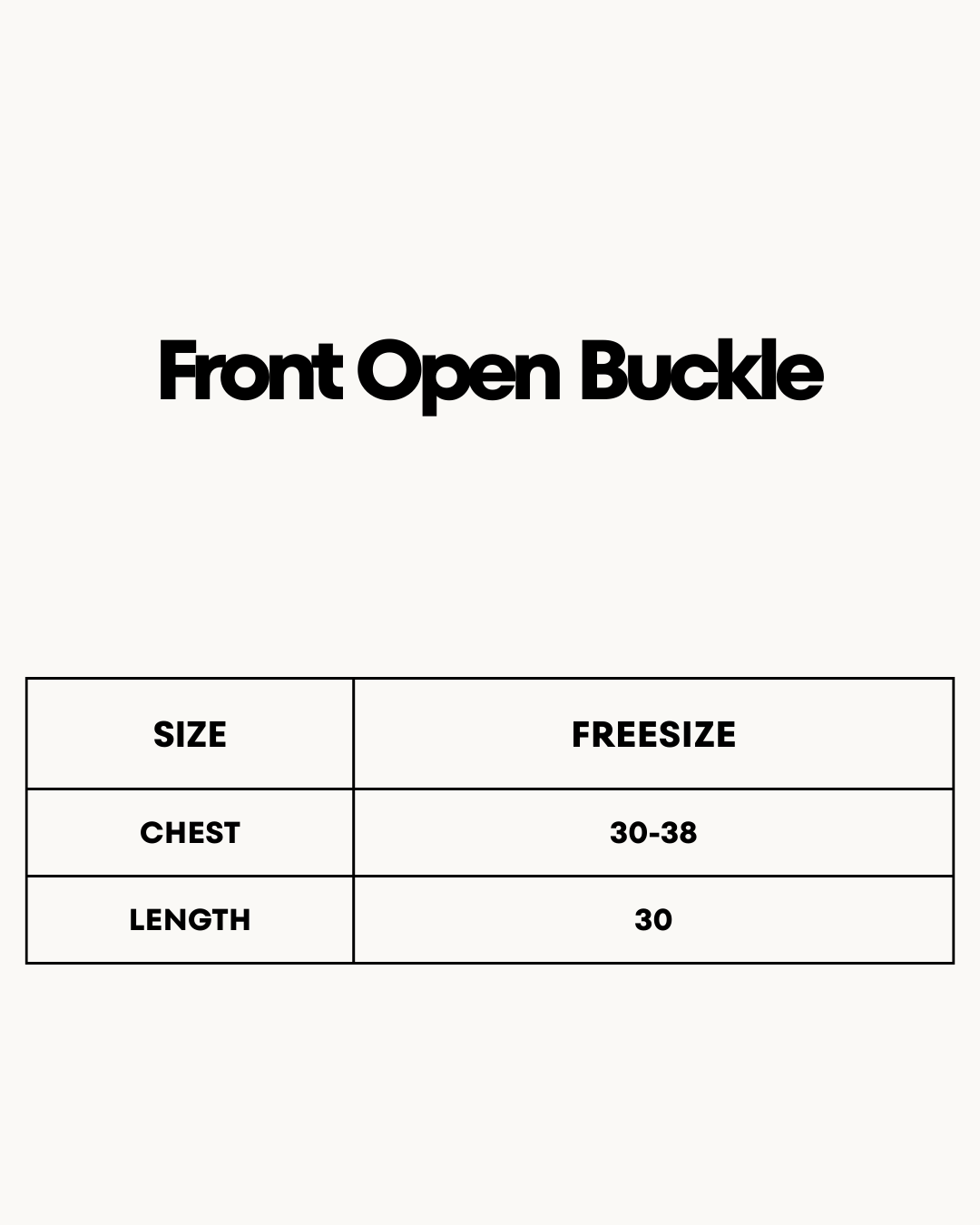 Size Chart for Front Open Buckle