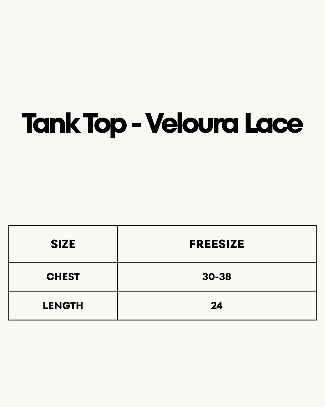 Size Chart for Tank Top - Veloura Lace