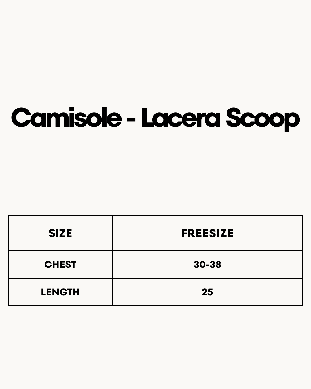 Size Chart for Camisole - Lacera Scoop