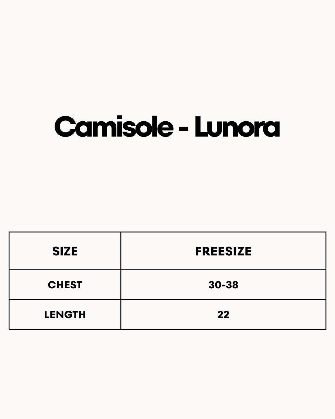 Size Chart for Camisole - Lunora