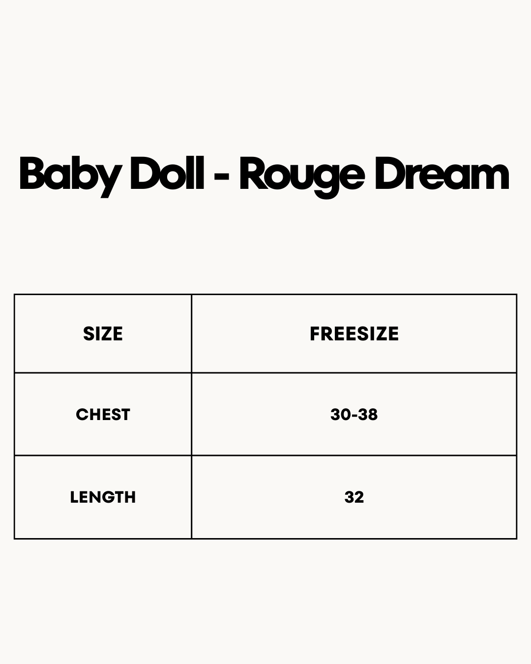 Size Chart for Baby Doll - Rouge Dream