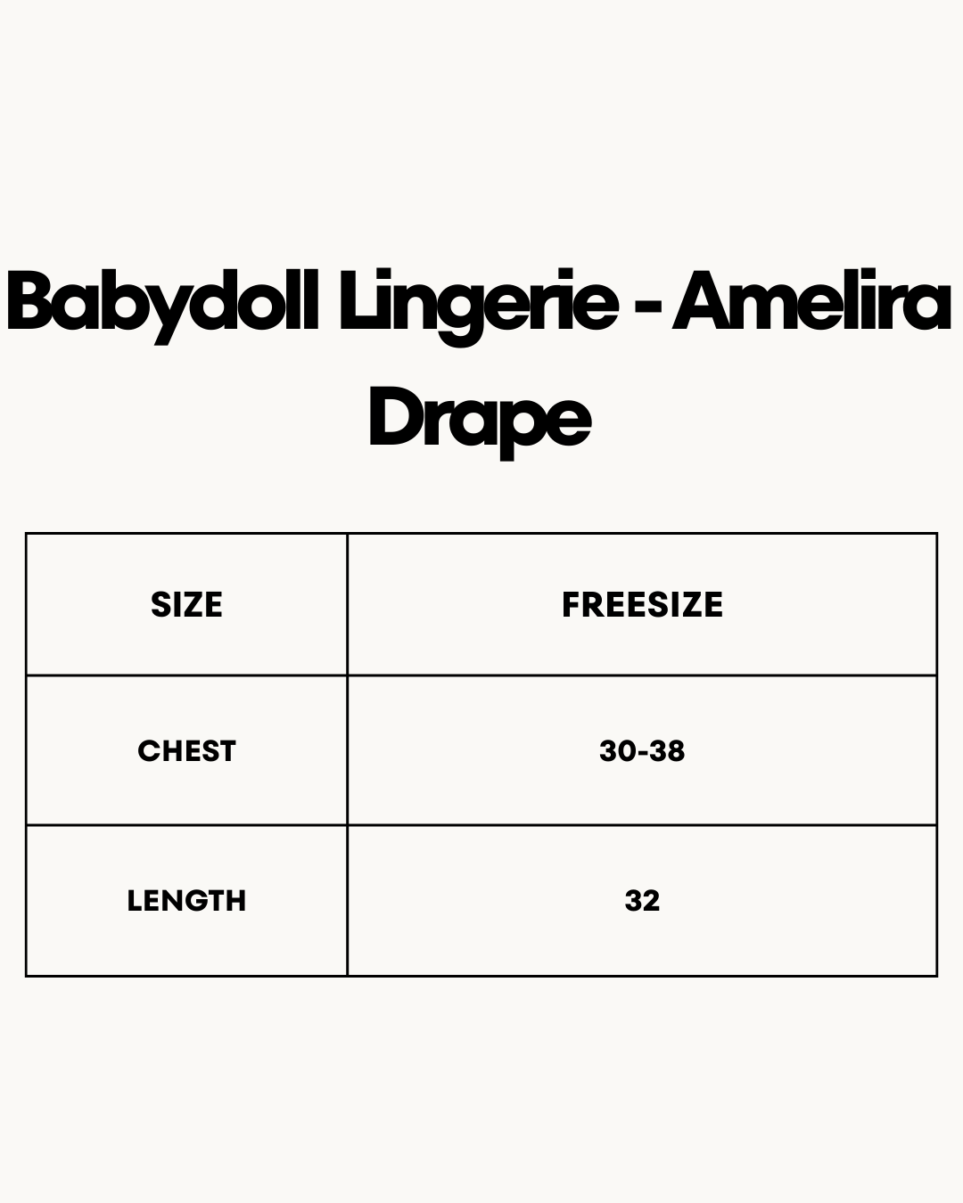 Size Chart for Babydoll Lingerie  -  Amelira Drape