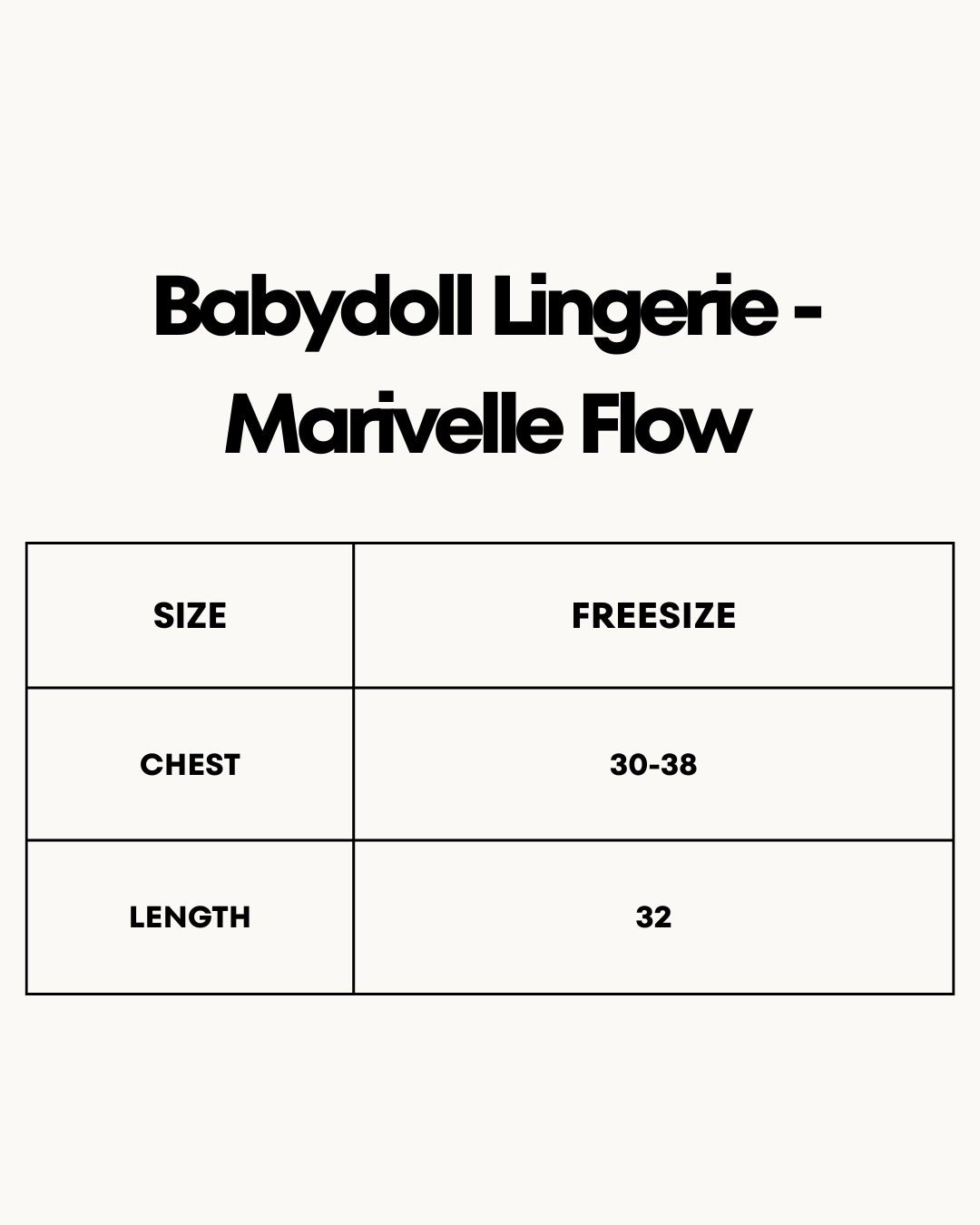 Size Chart for Babydoll Lingerie  -  Marivelle Flow