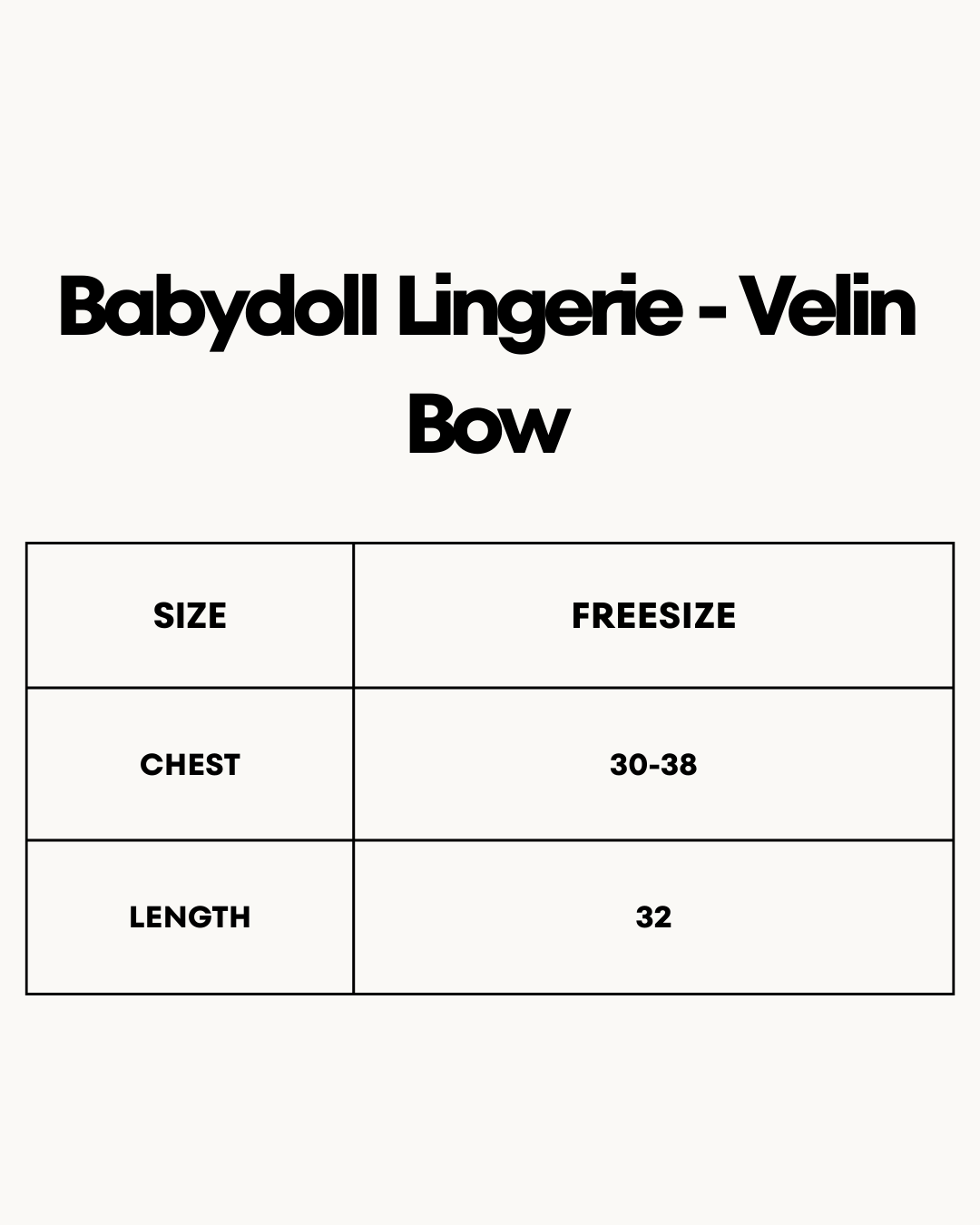 Size Chart for Babydoll Lingerie  - Velin Bow - Maroon