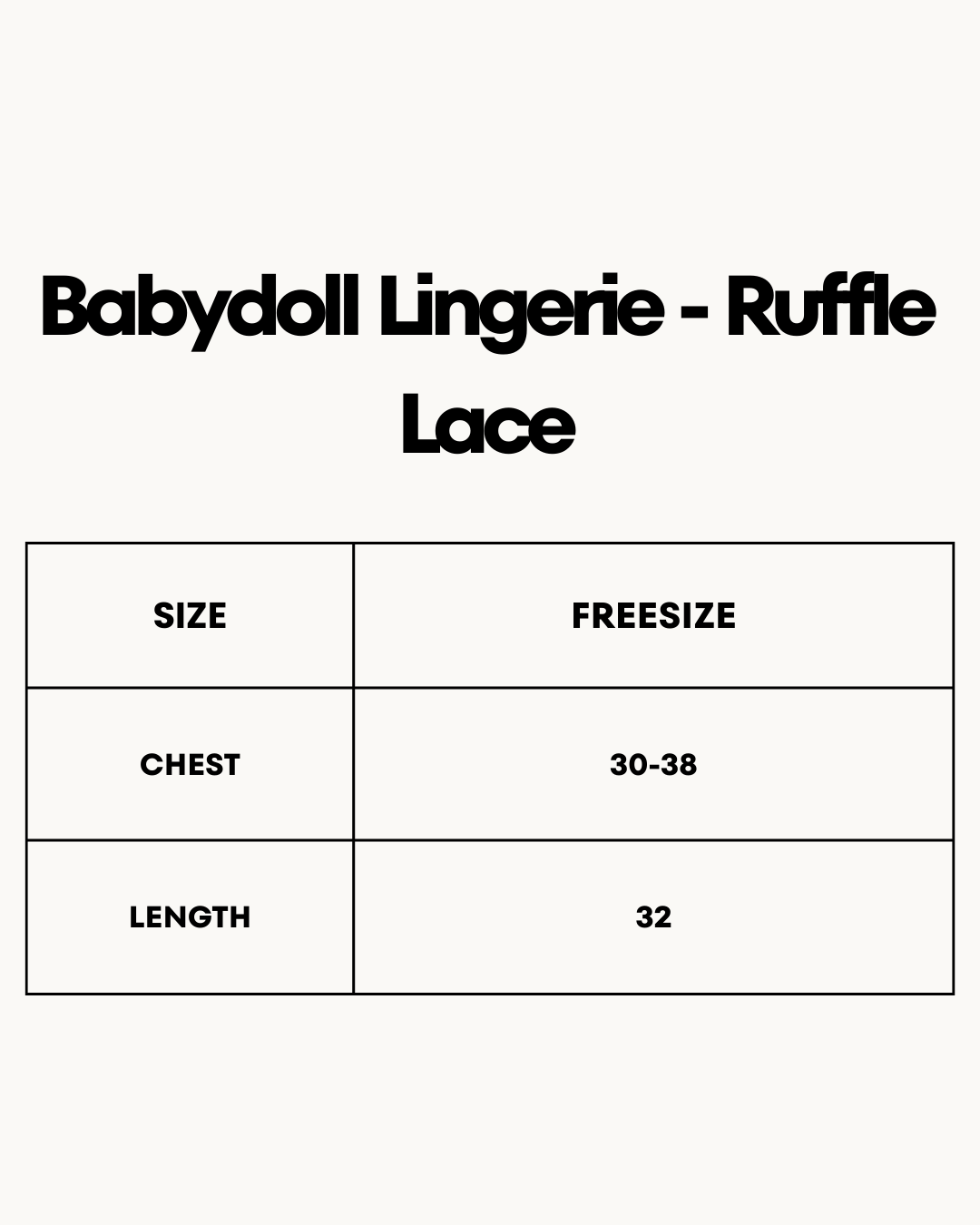 Size Chart for Babydoll Lingerie  - Ruffle Lace