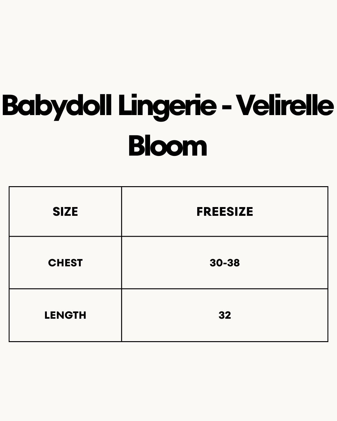 Size Chart for Babydoll Lingerie  - Velirelle Bloom
