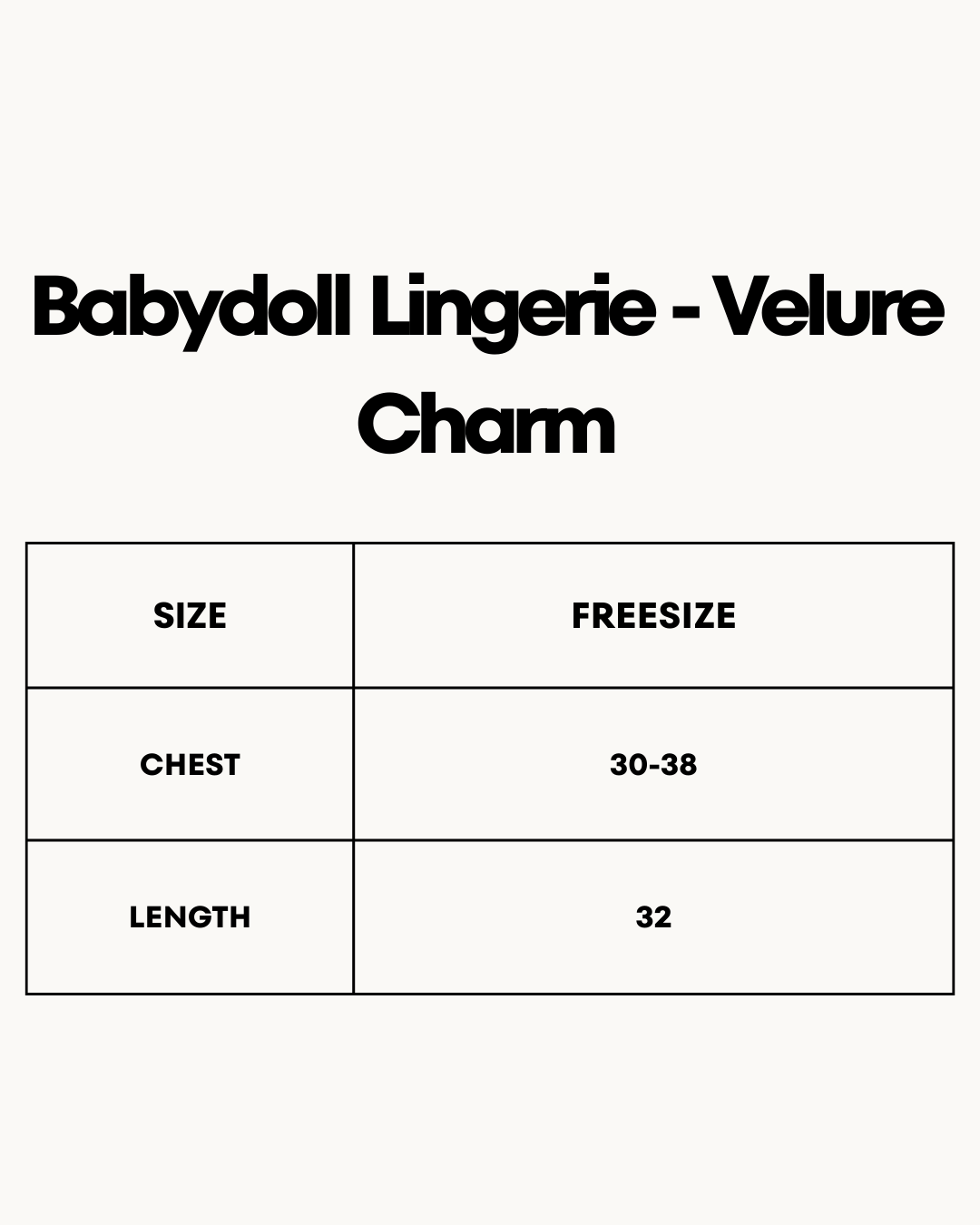 Size Chart for Babydoll Lingerie  - Velure Charm