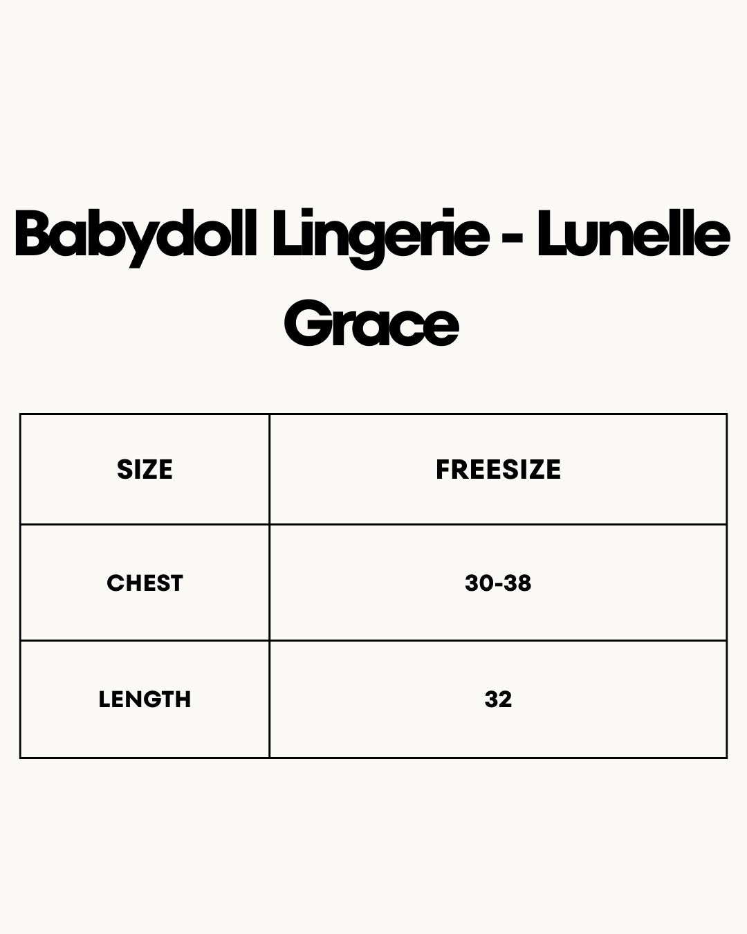 Size Chart for Babydoll Lingerie  - Lunelle Grace