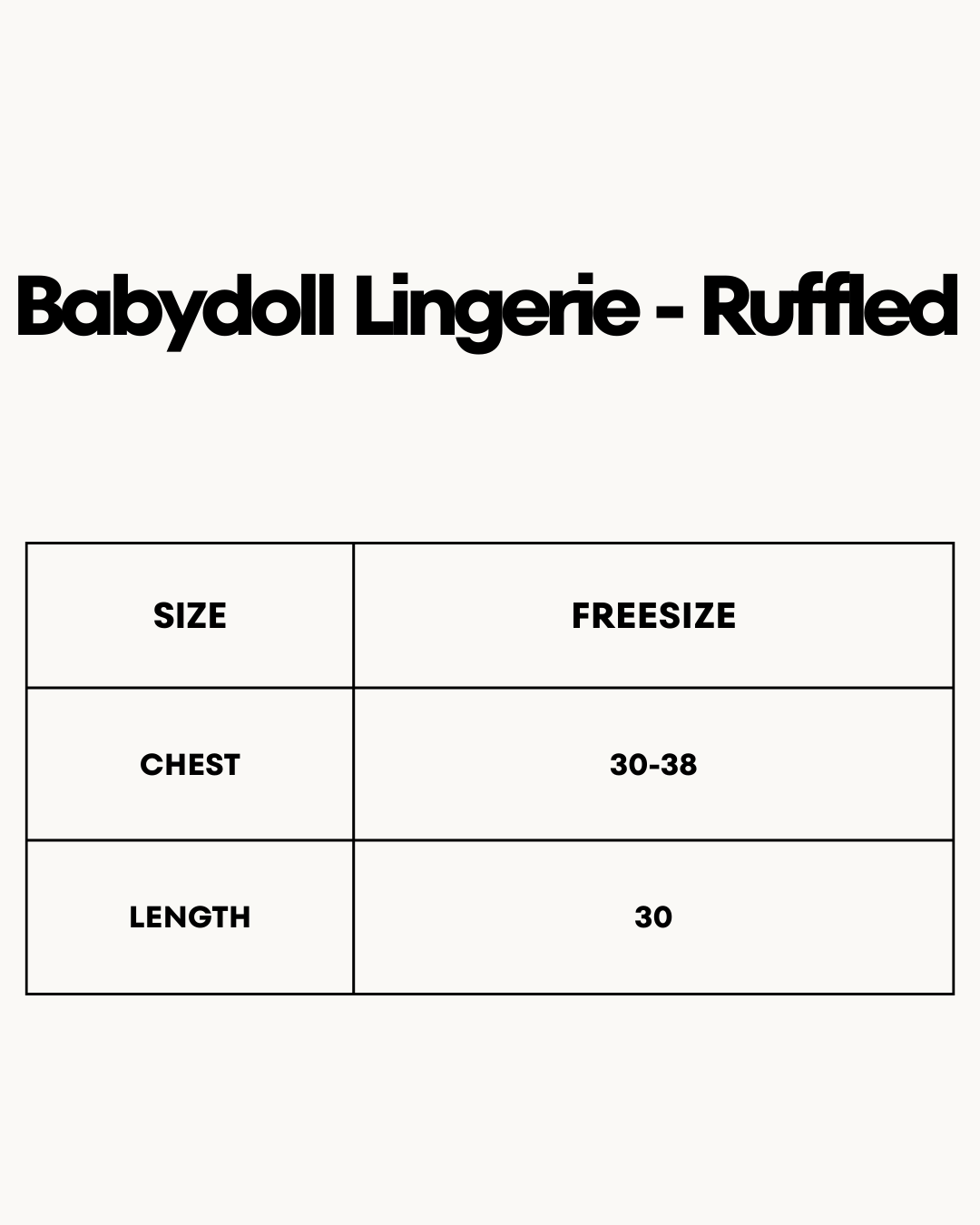 Size Chart for Babydoll Lingerie  -  Ruffled