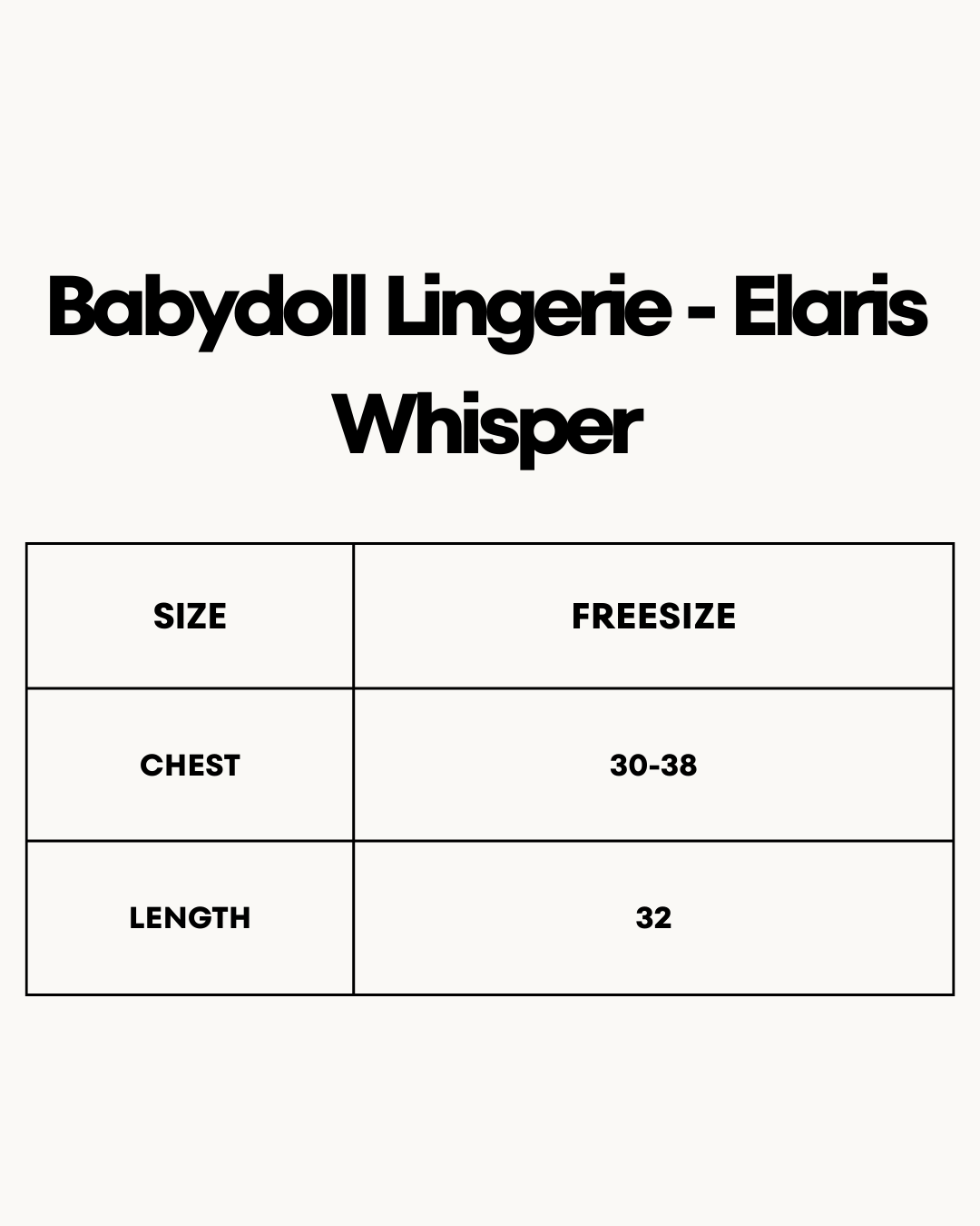 Size Chart for Babydoll Lingerie  - Elaris Whisper