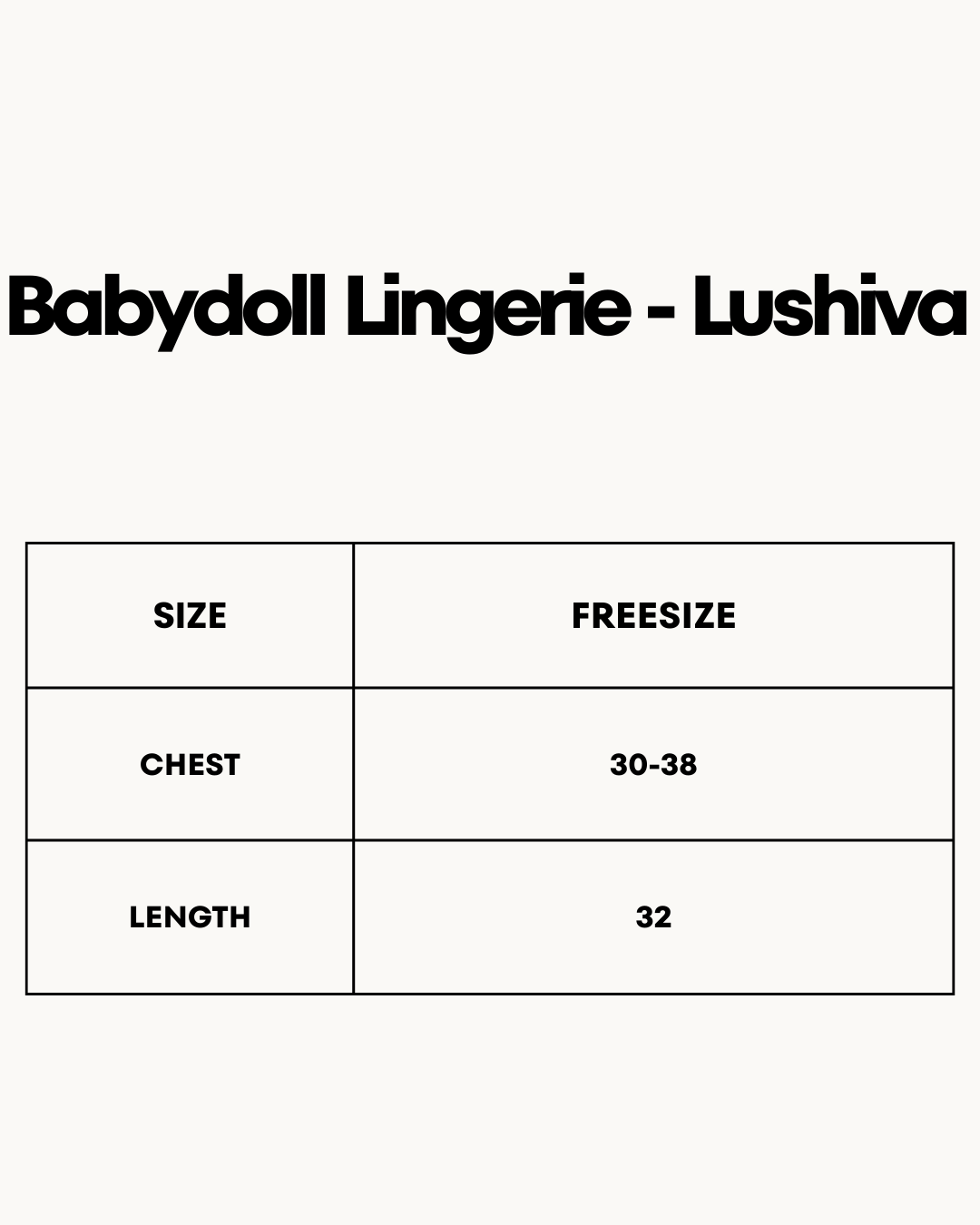 Size Chart for Babydoll Lingerie  -  Lushiva