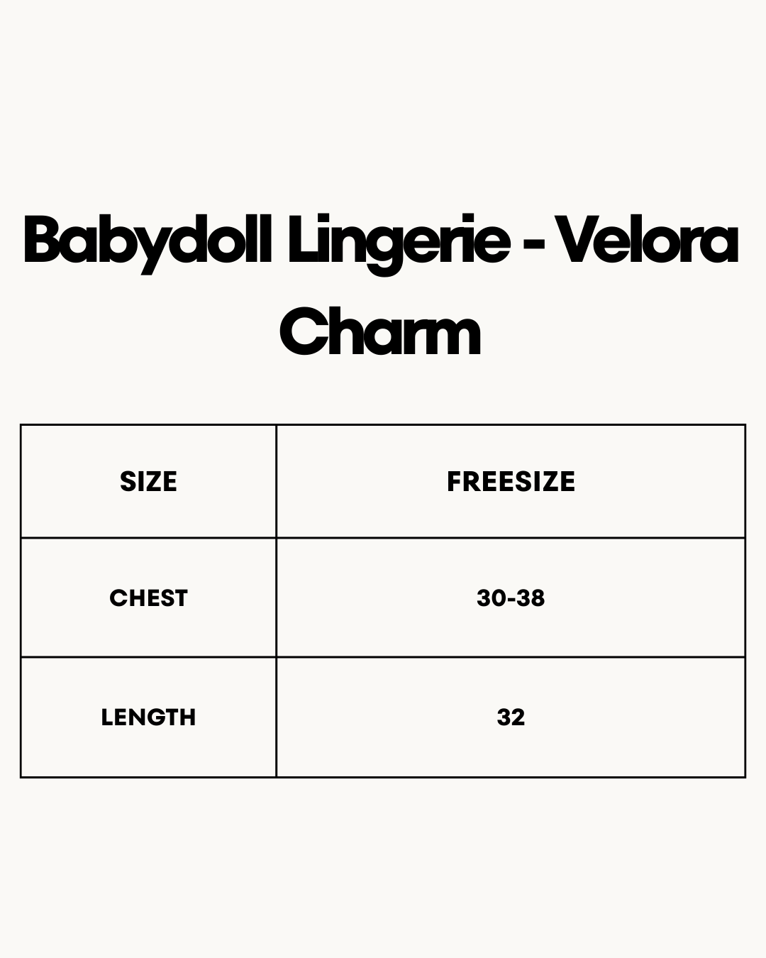 Size Chart for Babydoll Lingerie  -Velora Charm